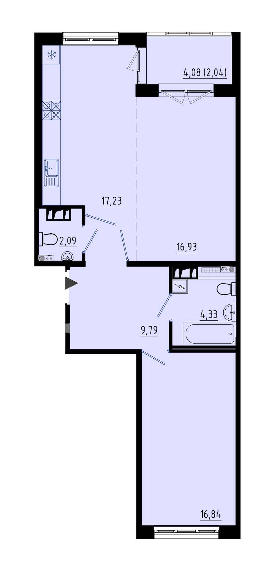 Однокомнатная квартира в : площадь 67.7 м2 , этаж: 2 – купить в Санкт-Петербурге